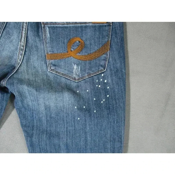 Seven7 Women's Bootcut Distressed Blue Jeans Size 28 Medium Wash Western - Picture 11 of 12
